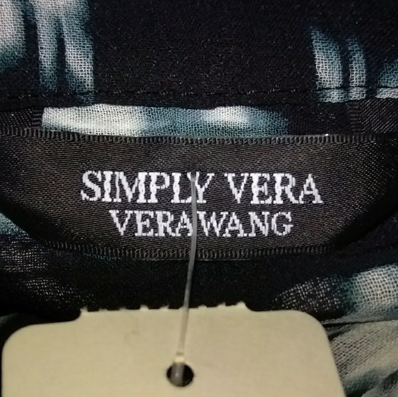 Vera Wang Simply Vera Black & Green Printed Blouse - Picture 6 of 8